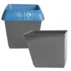 grey plastic waste bin with blue top