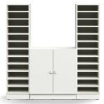 pigeon hole units white with cupboard in between