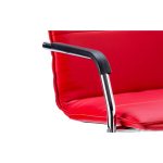 red leather meeting chair close up of arm