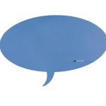 dry wipe board blue in shape of idea speech bubble