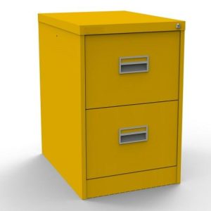 sunshine yellow filing cabinet with 2 drawers