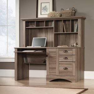 office louvre hutch desk in attractive oak finish. With drawers and hutch