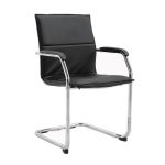 meeting chairs black leather with chrome frame