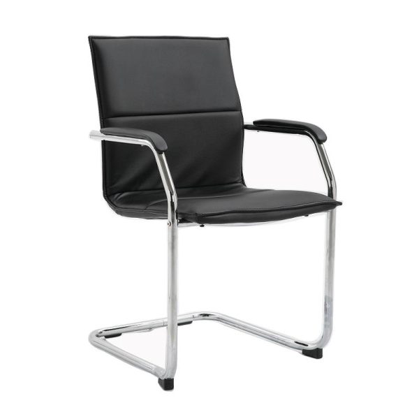 meeting chairs black leather with chrome frame