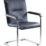 boardroom office chair in black leather with chrome cantilever frame