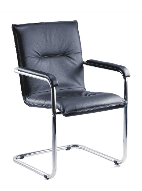 Visitor Chair Voyage Black Leather Pack Of Two