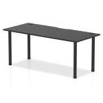 office desk with black desk top and black legs
