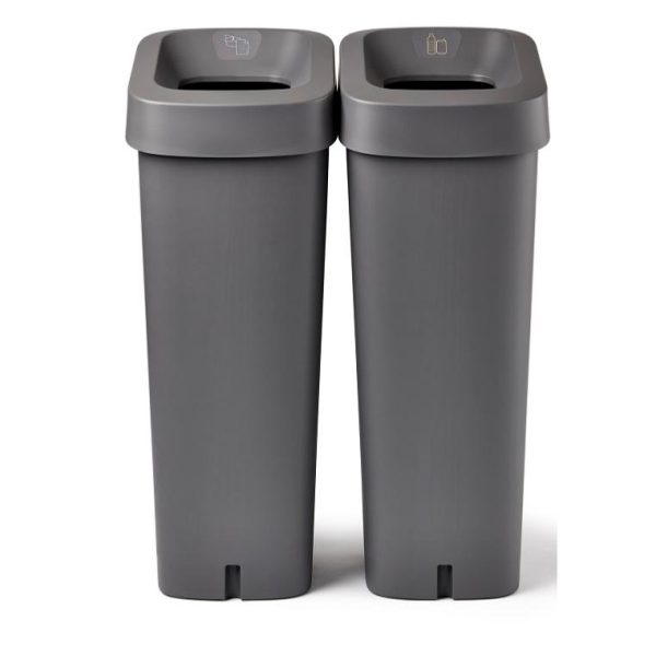 2 office recycling bins grey plastic