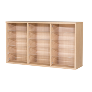 table top or wall mounted post sorter 15 space pigeon hole unit in oak finish with acrylic shelves