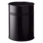 round office waste bin black with ring of perforations