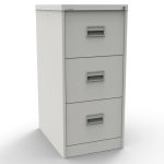 white office filing cabinet with 3 drawers