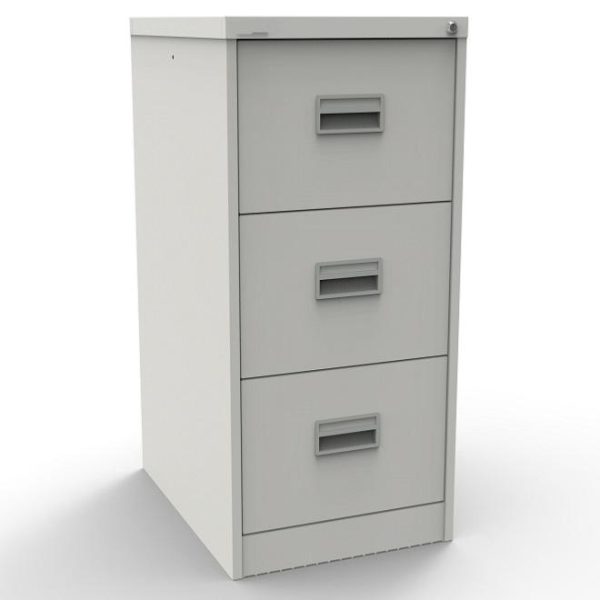 white office filing cabinet with 3 drawers