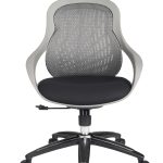 mesh office chair with grey mesh back and black fabric seat
