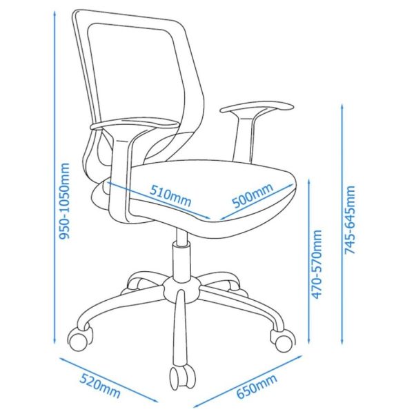 Mesh Back Office Chair Aberdeen Grey, Purple or Black Mesh Back - Image 5