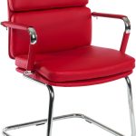 red leather visitor chair with cantilever leg frame