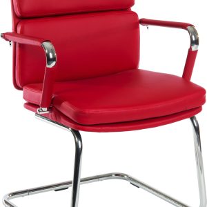 red leather visitor chair with cantilever leg frame