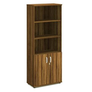 office combination cupboard walnut. with lockable cupboard and shelves above