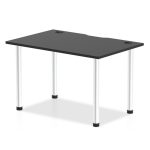 office desk with black desk top and chrome legs