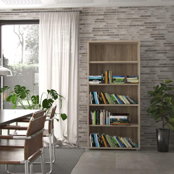 Alexis Office Bookcase Oak 4 Shelves - Image 4