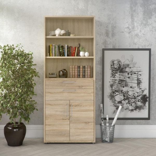 Alexis Office Storage Unit With Cupboard and 2 Drawers, 2 Doors And 3 Shelves Oak - Image 4