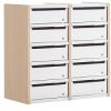 12 lockable pigeon hole unit with light wood carcass and grey doors with post slot