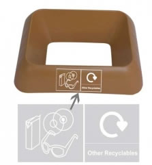 brown plastic office recycling bin ring lid