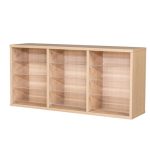 table top 12 space pigeon hole unit with maple carcass and clear acrylic shelves