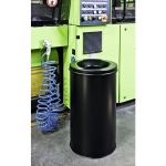 fire resistant waste bins black in factory setting