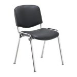 wipe clean meeting chair with black wipeable PU fabric seat and chrome frame