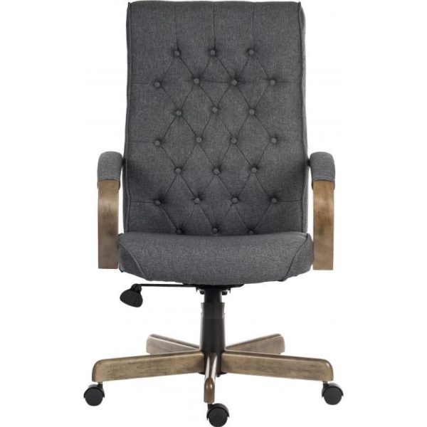 Traditional Style Grey Fabric Office Chair Ely - Image 2