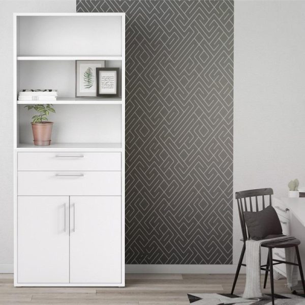 Alexis Office Storage Unit With Cupboard and 2 Drawers, 2 Doors And 3 Shelves White - Image 4