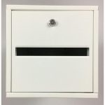 top of confidential recycling bin with slot and lock