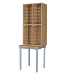24 space pigeon hole unit on table in oak finish