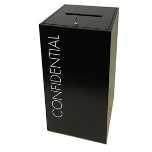 black office recycling bin confidential