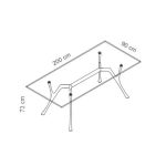 executive glass desks size diagram