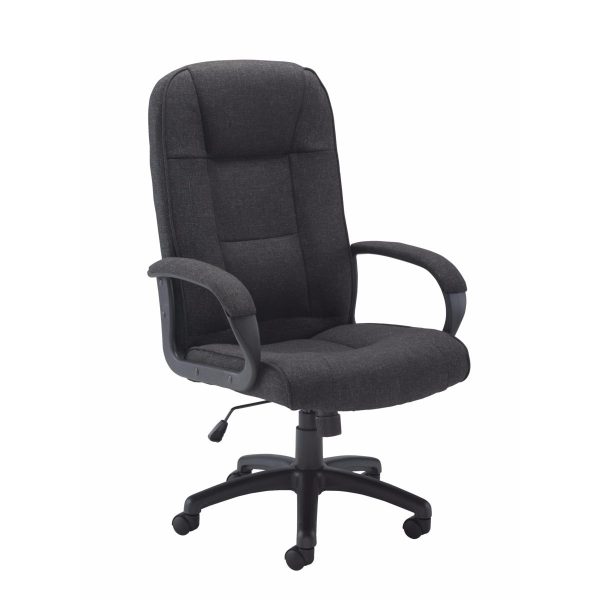 high back managers office chair in charcoal fabric