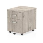 mobile desk pedestal grey oak with 2 drawers