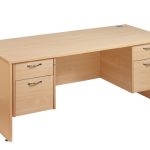 office desk with filing drawer and panel ends in beech. With 2 x 2 drawer pedestals