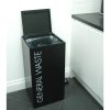 open soft close black office recycling bin. With General Waste White lettering