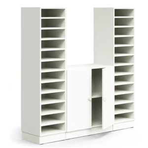 personal storage unit pigeon holes and cupboard white
