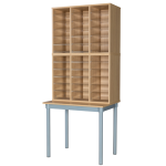 wood pigeon holes in beech finish with clear acrylic shelves. 36 space mail room unit