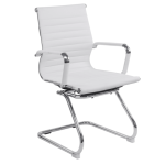 visitor chair white leather with chrome frame